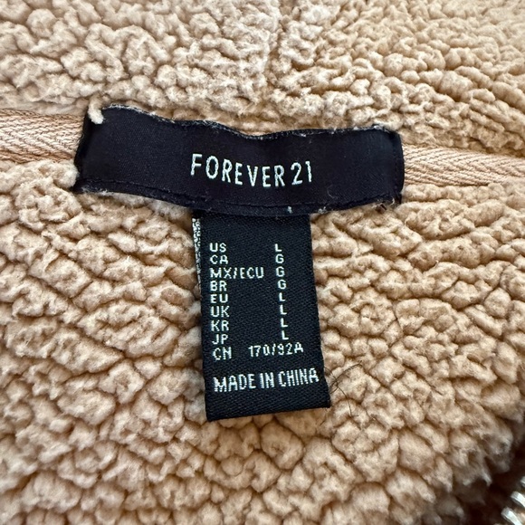 Women’s Forever 21 Tan/Taupe Sherpa hoodie Jacket size Large - Picture 3 of 8